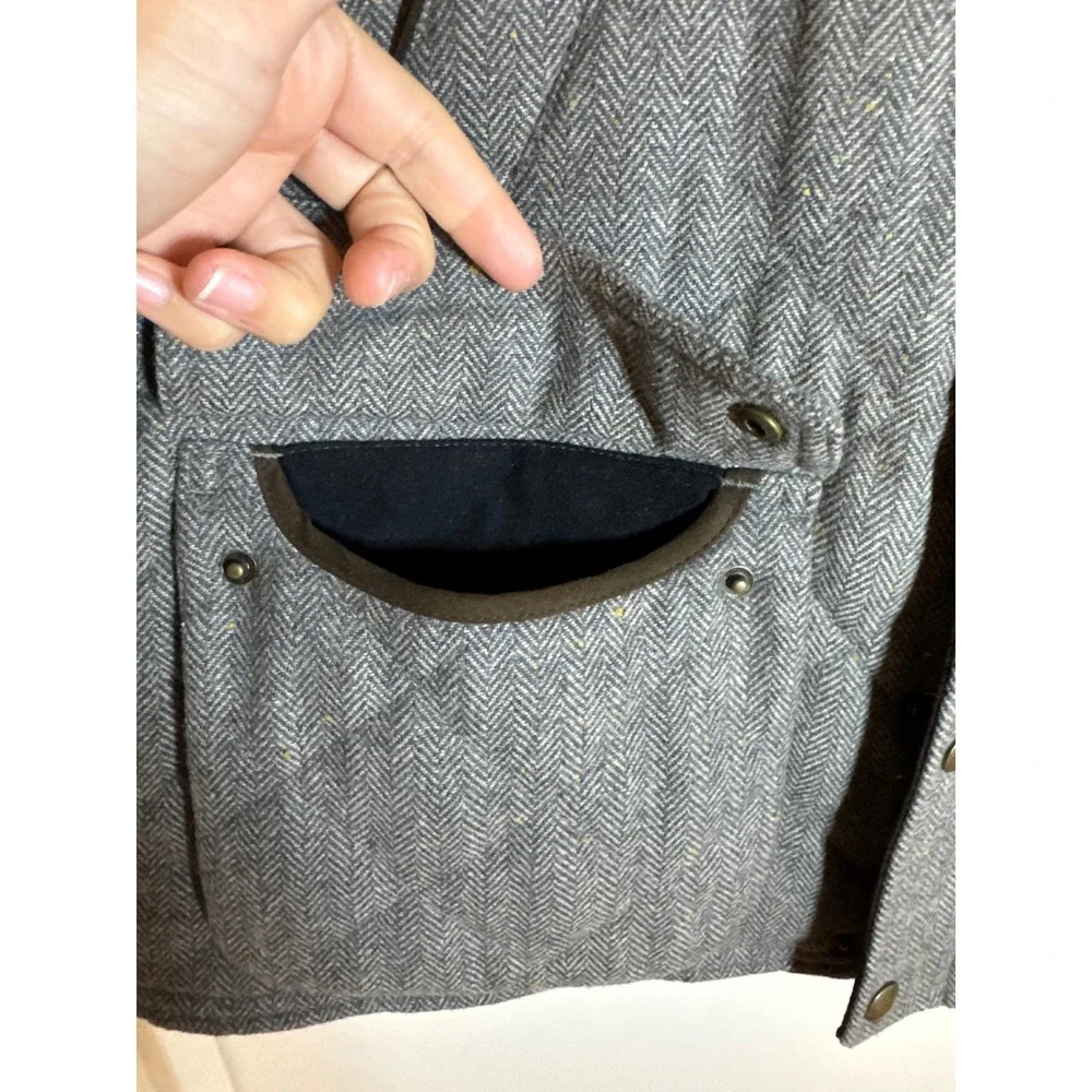 JOS A BANK Vest Quilted Herringbone Tweed Suede Trim Tailored Fit Size‎ L